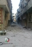 آثار الدمار الذي لحق بحارات عين غزال غربي مخيم اليرموك نتيجة القصف المستمر