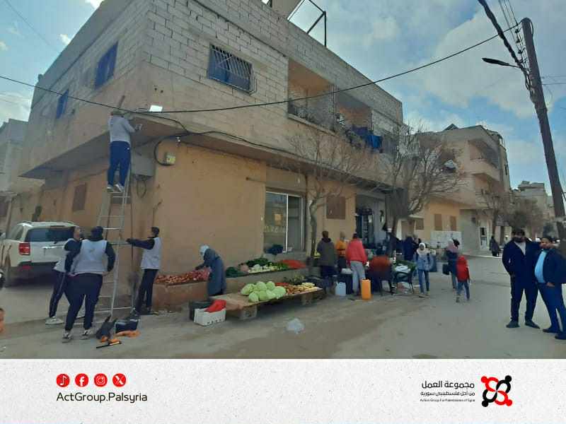 ريف دمشق. إنجاز مشروع إنارة مخيم الحسينية بالطاقة الشمسية