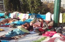 Palestinians of Syria at Greece continue their sit-in till they achieve their demands.