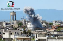 A bombardment targets Khan Al-Sheih Camp.