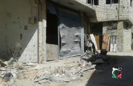 Bombardment of the Syrian regime causes damage to the houses in Deraa camp