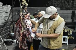 Meat Handed over to Displaced Palestinian Families from Syria