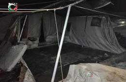 Palestinian Refugee Tent Burned Down in Deir Ballout Camp