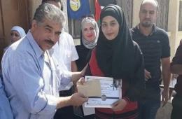 Palestinian Girl Who Won Gold Medal at West Asia Tennis Table Tournament Honored in Syria