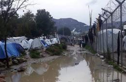 Palestinian Refugee Tents Swamped by Heavy Rain on Greek Island
