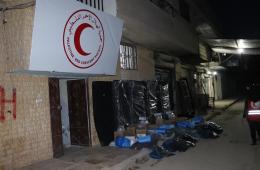 Palestinian Red Crescent Transfers Humanitarian Aid to Families Affected by Fire in AlNeirab Camp