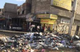 Trash Mounds Piled Up in Jaramana Camp for Palestinian Refugees