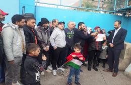 Palestinians from Syria Rally Outside of UNRWA Office in Beirut