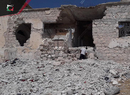 جانب من الدمار الذي لحق جامع فلسطين بمخيم حندرات في حلب 