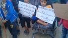 جانب من الاعتصام الذي نظمه المهجرين الفلسطينيين في مخيم دير بلوط شمال سورية.