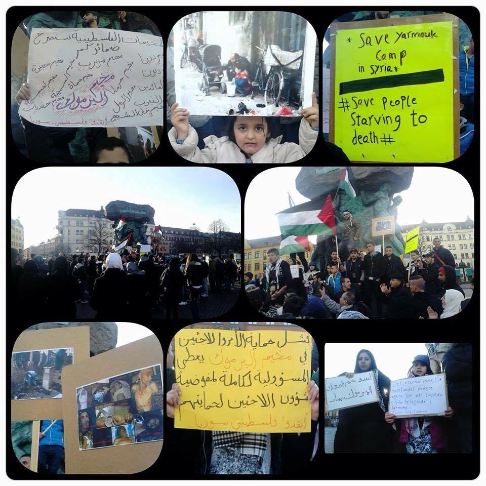اللاجئون الفلسطينيون في مدينة مالمو السويدية يتضامنون مع أهلهم في مخيم اليرموك