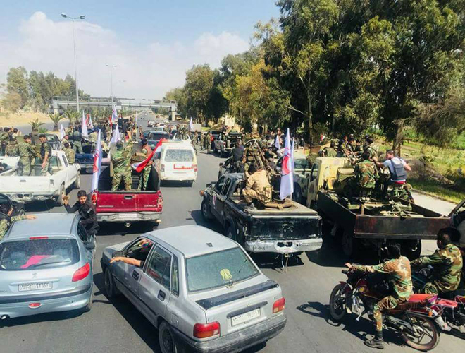 حشود عسكرية على مدخل مخيم اليرموك وأنباء عن التجهيز لمعركة جنوب دمشق 