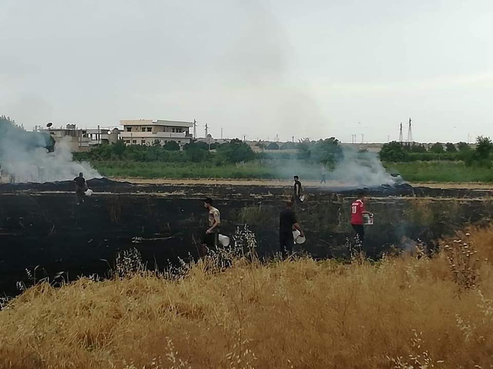 حادثة احتراق في السهول الغربية لمخيم النيرب 