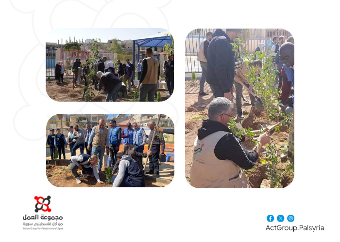 تشجير حديقة "مجمع الأونروا" بمخيم اليرموك