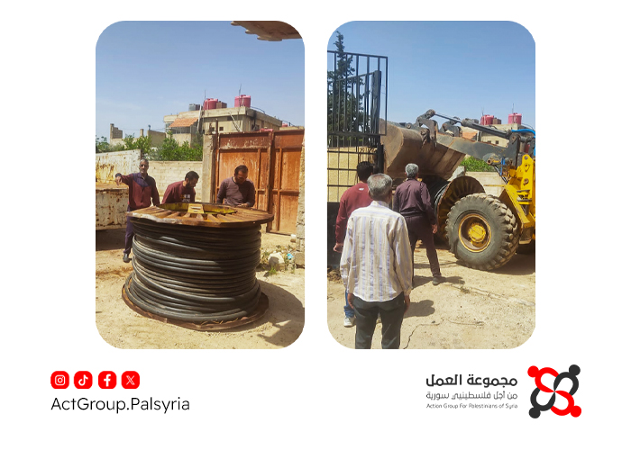 البدء بإعادة تأهيل خدمة الاتصال الثابت في عدة أحياء بمخيم خان الشيح