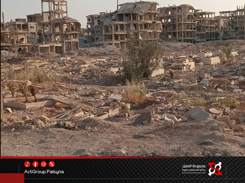 مطالب بإعادة ترميم سور مقبرة الشهداء في مخيم اليرموك