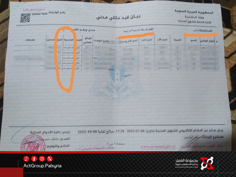 تغييرات مثيرة للقلق في سجلات اللاجئين الفلسطينيين في سورية