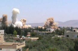 أصوات انفجارات قوية تهز أرجاء مخيم خان الشيح جراء قصف المناطق المحيطة به