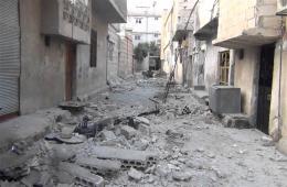 قصف مخيم درعا بالبراميل المتفجرة والنظام يمنع مهجري المخيم  من دخول مناطق سيطرة المعارضة  