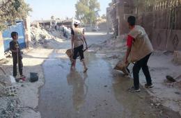 قصف على مخيم خان شيح بقذائف الهاون وحملات تنظيف لركام البراميل المتفجرة  