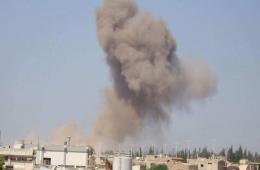 الطائرات السورية تستهدف محيط مخيم خان الشيح بأربعة براميل متفجرة 