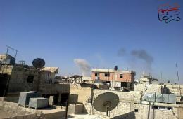 الطيران الحربي يستمر بقصف مخيم درعا بالبراميل المتفجرة 
