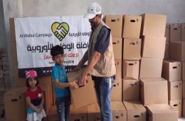 حملة الوفاء الأوروبية توزع مساعداتها الغذائية على العائلات الفلسطينية في مدينة كيليس التركية 