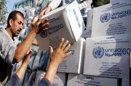 الأونروا توزع مساعدات غذائية على أهالي مخيم خان دنون 