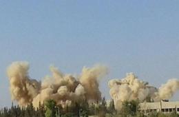 الطائرات السورية تلقي 8 براميل متفجرة خلال الـ 12 ساعة الماضية على محيط مخيم خان الشيح 