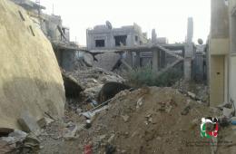 نزوح معظم سكان مخيم درعا عن منازلهم بسبب القصف المتكرر ودمار البنى التحتية 