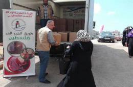 الهيئة الخيرية توزع (200) سلة غذائية على العائلات الفلسطينية في وادي الزينة 