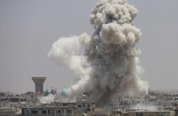 قصف مخيم درعا وطريق السد بعدة براميل متفجرة وأكثر من 10 صواريخ 