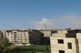 موجة نزوح كبيرة للمدنيين من مخيم اليرموك وحي الحجر الأسود إلى البلدات المجاورة خوفاً من تجدد القصف