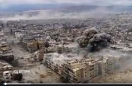 فيديو | وسائل إعلام روسية تنشر تسجيل فيديو يُظهر عمليات القصف التي تستهدف مخيم اليرموك والأحياء المجاورة له
