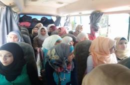 خروج طلاب مخيم اليرموك من يلدا إلى دمشق لتقديم امتحاناتهم