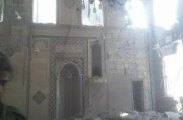 صور ||  تظهر حجم الدمار الذي لحق بجامع القدس بشارع الـ 15 في مخيم اليرموك