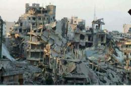 فيديو يظهر  حجم الدمار في منطقة جامع علي بن عبد المطلب وشارع العروبة في مخيم اليرموك