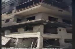 شاهد آثار الدمار بمركز الخالصة ومحيطه في مخيم اليرموك