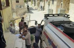 توزيع مادتي الغاز والمازوت المنزلي في مخيم حندرات 