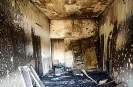 قوات النظام السوري تحرق منزلاً لعائلة فلسطينية جنوب سوريا 