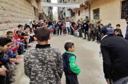 مخيم اليرموك. جمعية الهلال تنظم نشاطاً لمناهضة العنف