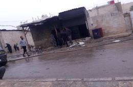 حريق محل لتعبئة الغاز في مخيم الحسينية