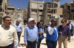 زيارة ميدانية لمسؤول فلسطيني وممثلي المانحين لمخيمات اللاجئين في سوريا