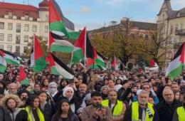 فلسطينيو سورية يشاركون في مظاهرة تضامنية مع غزة بمدينة مالمو السويدية