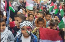 مسيرة تضامنية لأطفال في مخيم جرمانا تضامناً مع أطفال غزة