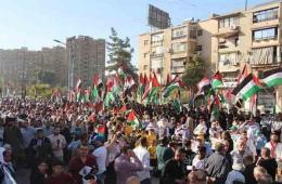 مخيم اليرموك يتضامن مع غزة ويندد بالعدوان الإسرائيلي