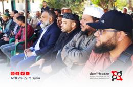 وفد من مخيم خان دنون يشارك في عزاء ضحايا القصف الإسرائيلي على نوى