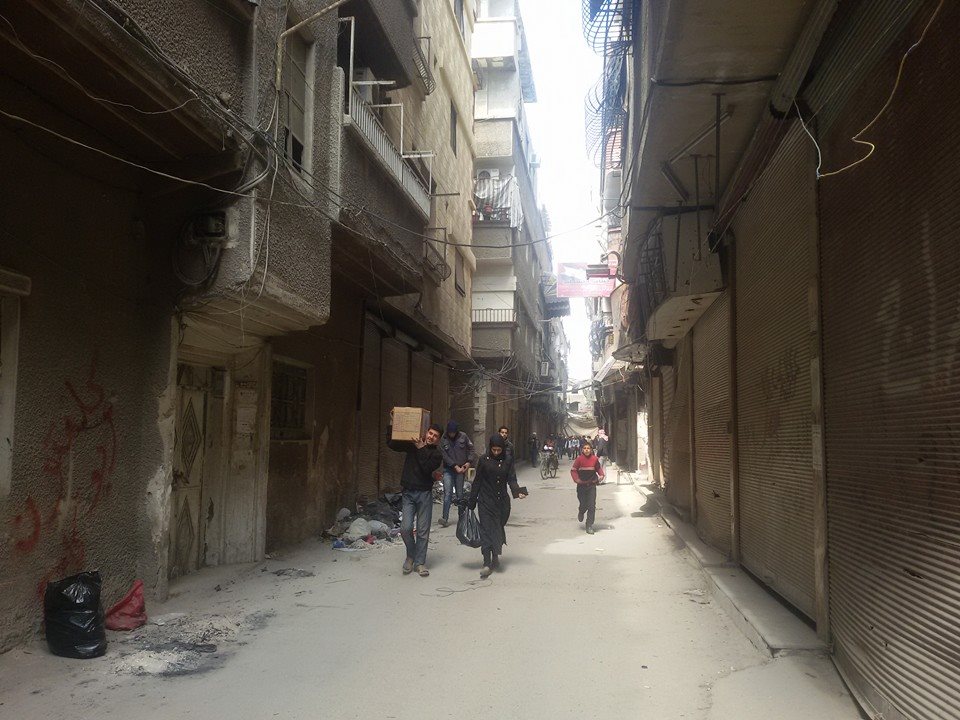 Resuming the Aids Distribution in the Yarmouk Camp in Damascus