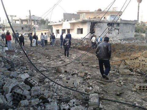 Syrian Warplanes Drop 6 Explosive Barrels at the vicinity of Khan AL Shieh Camp
