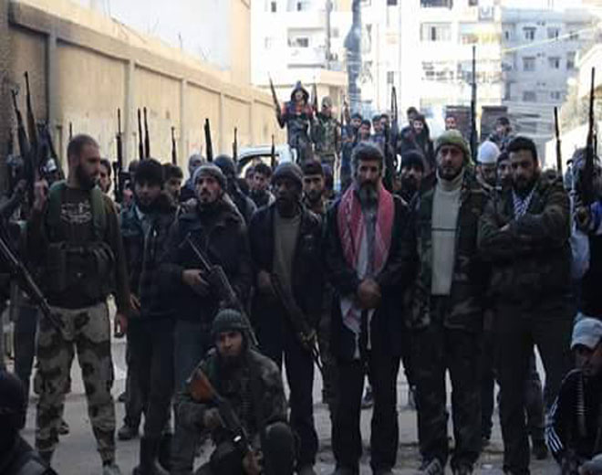 Military parade of opposition in Yalda Town, and news about forming a new armed faction conscripts Palestinian fighters.